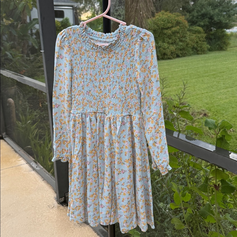 Biscotti Collection fall smocked girls Floral long sleeve Dress size 6
